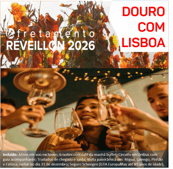RÉVEILLON 2026 – Fretamento – Douro com Lisboa